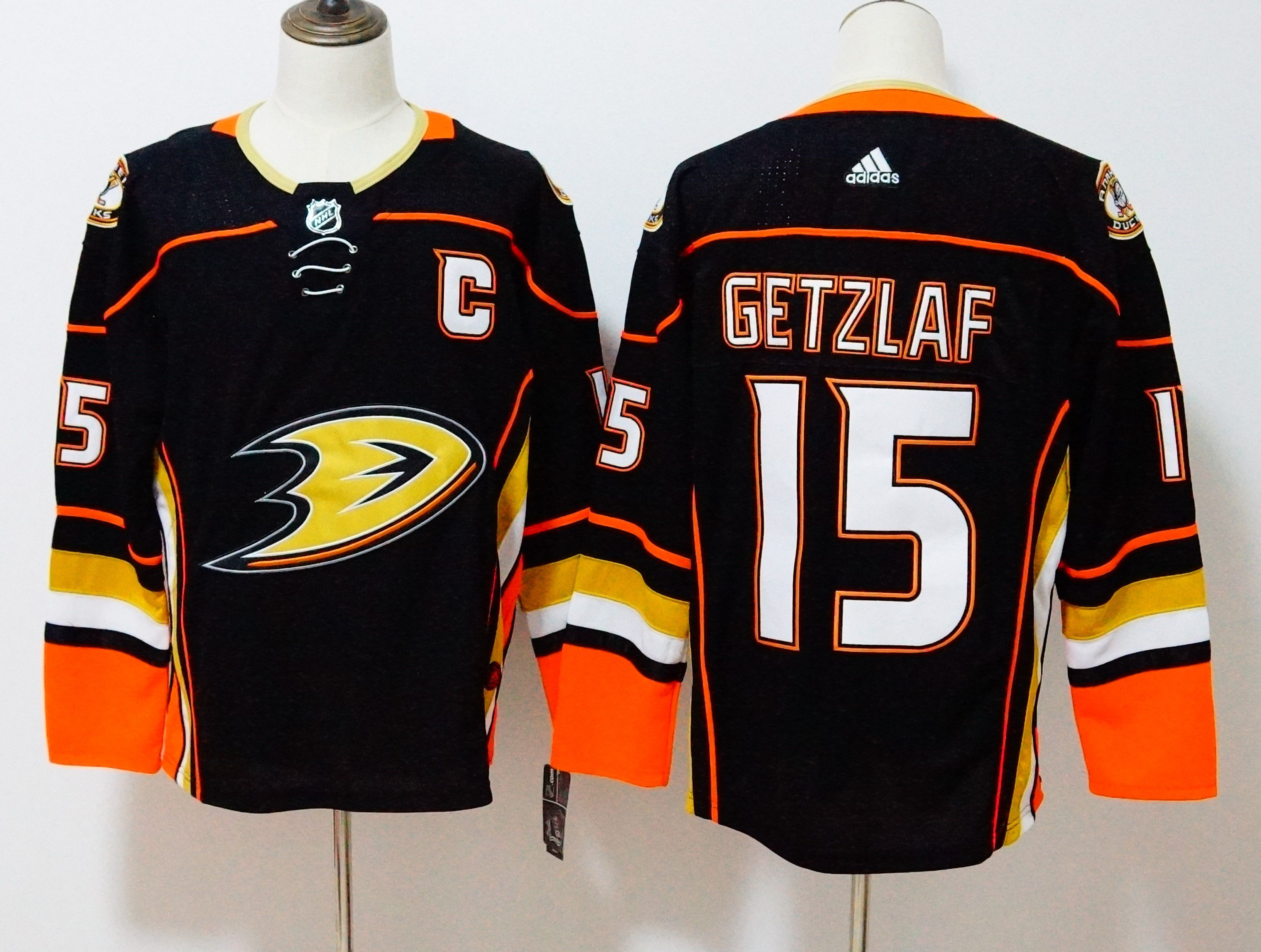 Men Anaheim Ducks 15 Getzlaf Black Hockey Stitched Adidas NHL Jerseys